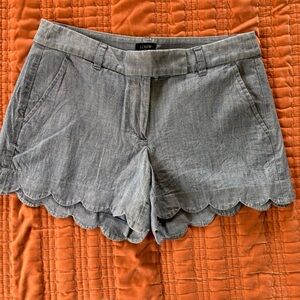 J. Crew light blue linen Women's Scalloped Shorts